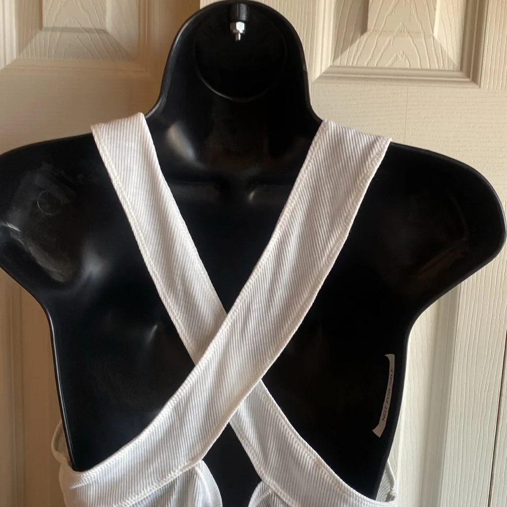 Free People Movement NWT White Crossback Strap Ribbed Top Size Small - Picture 6 of 11
